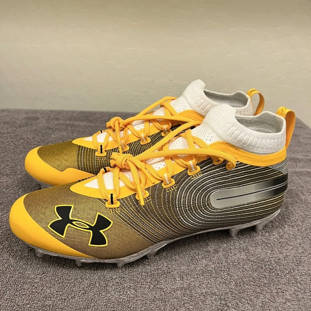 Under Armour Spotlight Lux MC LE Men's 11.5 Yellow White Chrome football cleats